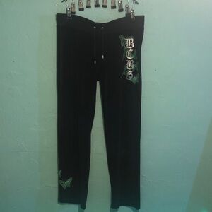 BCBG Black Pants Butterfly Design Back Pocket Y2K Juicy like